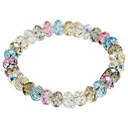 Fuqimanman2020 4 Pcs 8MM Crystal Beaded Bracelets Set Colorful Dainty Summer Beach Crystal Stretch Bracelet for Women Girls Jewelry