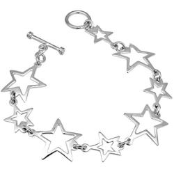 AeraVida Cute & Trendy Linked Stars .925 Sterling Silver Toggle Link Bracelet