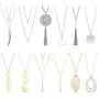 Finrezio 12PCS Long Pendant Necklace for Women Simple Three Triangle Arrow Circle Leaf Tree Pearl Knot Tassel Y Strands Statement Necklaces Set Finrezio 12PCS Long Pendant Necklace for Women Simple Three Triangle Arrow Circle Leaf Tree Pearl Knot Tassel Y Strands Statement Necklaces Set