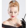 BABEYOND 1920s Gatsby Multilayer Pearl Necklace Vintage Bridal Pearl Necklace Earrings Jewelry Set