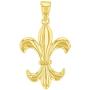 Solid 14K Yellow Gold Simple Fleur de Lis Charm Pendant