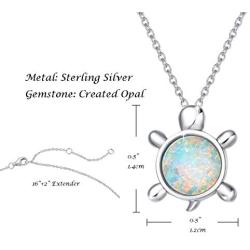 Mothers Day Gifts FANCIME Sterling Silver Cat/Unicorn/Elephant Necklace White Created Opal Cute Pendant Necklace Small Dot Round Disc Fine Jewelry For Women Girls 16+2 inch Extender