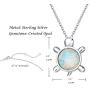 Mothers Day Gifts FANCIME Sterling Silver Cat/Unicorn/Elephant Necklace White Created Opal Cute Pendant Necklace Small Dot Round Disc Fine Jewelry For Women Girls 16+2 inch Extender