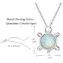 Mothers Day Gifts FANCIME Sterling Silver Cat/Unicorn/Elephant Necklace White Created Opal Cute Pendant Necklace Small Dot Round Disc Fine Jewelry For Women Girls 16+2 inch Extender