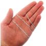 925 Italian Sterling Silver 2.5mm - 10.5mm Solid Figaro Diamond Cut Chain, FREE Microfiber Cloth, ITProLux Pave Link Necklace & Bracelet, Giorgio Bergamo
