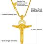 LIFETIME JEWELRY Large CZ Halo Jesus Pendant Cross Necklace 24k Gold Plated