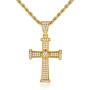OPALTOP 14K Yellow Gold Plated Cross Necklace for Men Religious Jewelry Gifts Boys CZ Cross Pendant Necklaces 19.5in