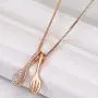 Jude Jewelers Silver Rose Gold Fork and Spoon Pendant Cocktail Party Evening Dinner Pendant Necklace