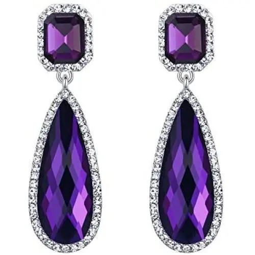BriLove Womens Wedding Bridal Crystal Asscher Cut Elongated Faceted Teardrop Infinity Figure 8 Dangle Earrings BriLove Womens Wedding Bridal Crystal Asscher Cut Elongated Faceted Teardrop Infinity Figure 8 Dangle Earrings