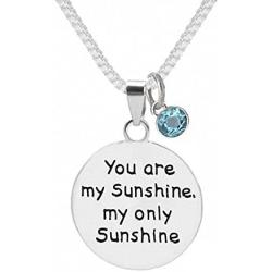 TISDA Birthstone Crystals Necklace,''You are my Sunshine my only Sunshine'' Necklace 18'' chain