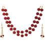 Efulgenz Muti Layered Indian Bollywood Kundan Red Faux Ruby Pearl Beaded Bridal Necklace Earrings Wedding Jewelry Set