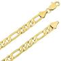 The Bling Factory 6.8mm 14k Yellow Gold Plated Flat Figaro Chain Necklace