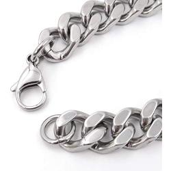 Steelmeup Stainless Steel Simple Curb Cuban Link Chain Bracelet for Men Boys 6mm 8mm 10mm 12mm 7inch 8inch 9inch