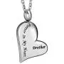 ATOP Forever in My Heart Brother Pendant Jewelry Urn Necklace for Ashes,Carved Locket Stainless Steel Keepsake Waterproof Memorial Pendant for Love,with Tool