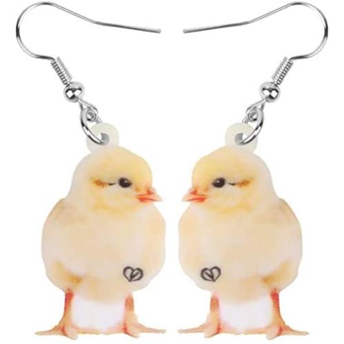 NEWEI Acrylic Sweet Chicken Eggs Chick Earrings Dangle Drop For Women Kids Farm Animal Pet Jewelry Gift Charm