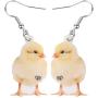 NEWEI Acrylic Sweet Chicken Eggs Chick Earrings Dangle Drop For Women Kids Farm Animal Pet Jewelry Gift Charm