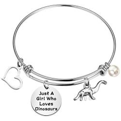 FAADBUK Funny Dinosaurs Bracelet Animal Lover Gift Just A Girl Who Loves Dinosaurs Jewelry Bracelet Dinosaurs Lover Gift Dinosaurs Jewelry