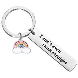 Zuo Bao Gay Pride Gift LGBT Jewelry Funny Gay Keychain I Cant Even Think Straight Keychain with Rainbow Charm Lesbian Gift