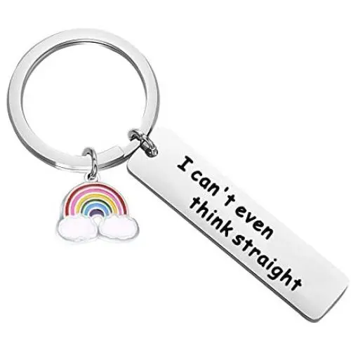 Zuo Bao Gay Pride Gift LGBT Jewelry Funny Gay Keychain I Cant Even Think Straight Keychain with Rainbow Charm Lesbian Gift Zuo Bao Gay Pride Gift LGBT Jewelry Funny Gay Keychain I Cant Even Think Straight Keychain with Rainbow Charm Lesbian Gift