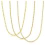Florideco 3 Pcs 4MM Gold Plated Stainless Steel Chain for Men Women Figaro Twist Link Chain Curb Chain Necklace Set 18-30 Inchs