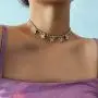 Easedaily Boho Necklaces Gold Butterfly Choker Rhinestone Pendant Short Necklace Chain for Women and Girls