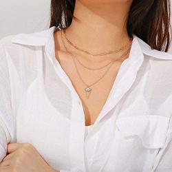 Layered Necklaces for Women, Handmade 14K Gold Plated Dainty Herringbone Pearl Paperclip Chain Choker Necklace Bar Evil Eye Lock Butterfly Cross Pendant Gold Chain Layering Choker Necklaces for Women