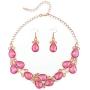 Firstmeet Shiny Resin Drill Collar Necklace with Earrings