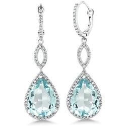 Gem Stone King 925 Sterling Silver Long Drop Dangle Elegant Wedding Bridal Chandelier Teardrop Earrings For Women (2 Inch Pear Shape 16X12MM, 20.00 Cttw)