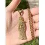 Men Women 925 Italy Gold Finish Santa Muerte Pendant Stainless Steel Real 2.5 mm Rope Chain Necklace, Mens Jewelry, Iced Pendant, Rope Necklace Nuestra Señora de la Santa Muerte