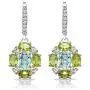 Sterling Silver Simulated or Genuine Gemstones Oval Leverback Earrings with White Topaz Accents Sterling Silver Simulated or Genuine Gemstones Oval Leverback Earrings with White Topaz Accents
