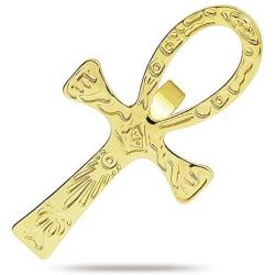 RechicGu Egyptian Ancient Ankh Key of Life Cross Ring Cleopatra Adjustable Band Ankara Hieroglyphic Carved Symbol of Protection Amulet Jewelry