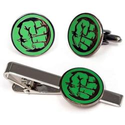 SharedImagination Incredible Hulk Cufflinks, Marvel Avengers Logo Tie Clip, Iron Man Jewelry, Ironman Captain America Tie Tack Present, Cuff Links Wedding Party Groomsmen Gift