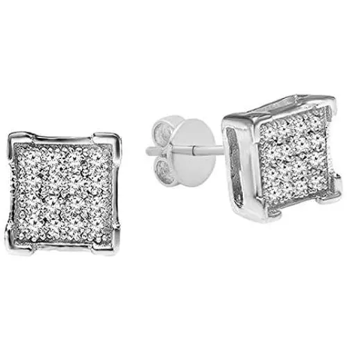 Dazzlingrock Collection 0.06 Carat (ctw) White Diamond V Prong Square Mens Hip Hop Iced Stud Earrings, Available in Metal 10K/14K/18K Gold & 925 Sterling Silver Dazzlingrock Collection 0.06 Carat (ctw) White Diamond V Prong Square Mens Hip Hop Iced Stud Earrings, Available in Metal 10K/14K/18K Gold & 925 Sterling Silver