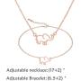 YANCHUN 2 Pieces Lucky Elephant Necklace Dainty Elephant Bracelet for Women Charm Elephant Pendant Necklace Jewelry Set BFF Gift for Girls