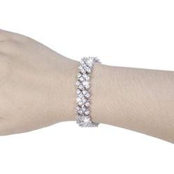 EVER FAITH Womens Round Full Cubic Zirconia Bridal Tennis Bracelet Clear Silver-Tone