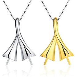 NY Jewelry Wishbone Design Pendants with Bead Cup Bail Pin for Pearl Jewelry Making(925 Sterling Silver/24K Gold Plated)