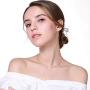CiNily Thin Bar Necklace White Gold Plated Opal Pendant Necklace for Women Girls