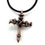 FORGIVEN JEWELRY Wire Wrapped Three Nails Copper Cross Necklace on Black Rubber Cord