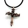 FORGIVEN JEWELRY Wire Wrapped Three Nails Copper Cross Necklace on Black Rubber Cord FORGIVEN JEWELRY Wire Wrapped Three Nails Copper Cross Necklace on Black Rubber Cord