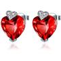 Uloveido White Gold Plated Crystal Heart Wedding Jewelry Set Women Necklace Earrings and Rings Set for Bridal Girls Anniversary Birthday Gift T213