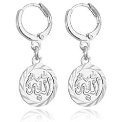 Gold Huggie Hoop Earrings with Dangle Charm|Platinum or 18K Gold Plated Allah Earrings,Small Heart/Coin Style Drop Earrings for Women Girls