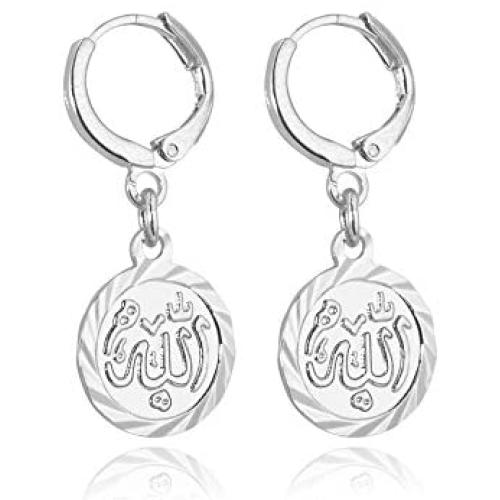 Gold Huggie Hoop Earrings with Dangle Charm|Platinum or 18K Gold Plated Allah Earrings,Small Heart/Coin Style Drop Earrings for Women Girls