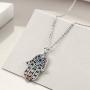MONGAS 7 Chakra Hamsa/Sunflower Locket Necklace 925 Sterling Silver Chakra Jewelry for Women