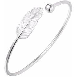 ONE A DAY 925 Silver Leaf Bracelets Feather Cuff Bangles & Bracelets Accessories for Girls Women Gift Jewelry