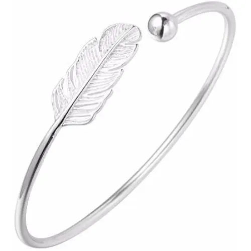 ONE A DAY 925 Silver Leaf Bracelets Feather Cuff Bangles & Bracelets Accessories for Girls Women Gift Jewelry ONE A DAY 925 Silver Leaf Bracelets Feather Cuff Bangles & Bracelets Accessories for Girls Women Gift Jewelry