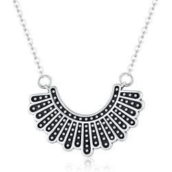 TRISHULA RBG Dissent Collar Necklace for Women,Sterling Silver Ruth Bader Ginsburg Pendant Memorial Jewelry Gifts for Women Girls,Chain Length 18+2