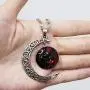 BELUCKIN Vintage Silver Horoscope Zodiac 12 Constellation Astrology Galaxy & Crescent Moon Glass Bead Pendant Necklace Jewelry Set