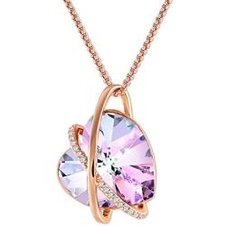 Love Heart Pendant Necklace 14K White Gold Plated Women Necklace Birthday Anniversary Jewelry Gifts for Wife Girlfriend Girls
