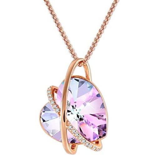 Love Heart Pendant Necklace 14K White Gold Plated Women Necklace Birthday Anniversary Jewelry Gifts for Wife Girlfriend Girls