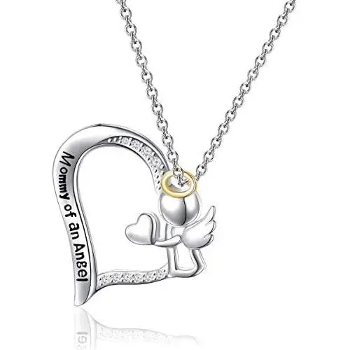 WUSUANED Infant Loss Memorial Necklace Mommy of an Angel Necklace Remembrance Jewelry Miscarriage Gift for Women Girls WUSUANED Infant Loss Memorial Necklace Mommy of an Angel Necklace Remembrance Jewelry Miscarriage Gift for Women Girls